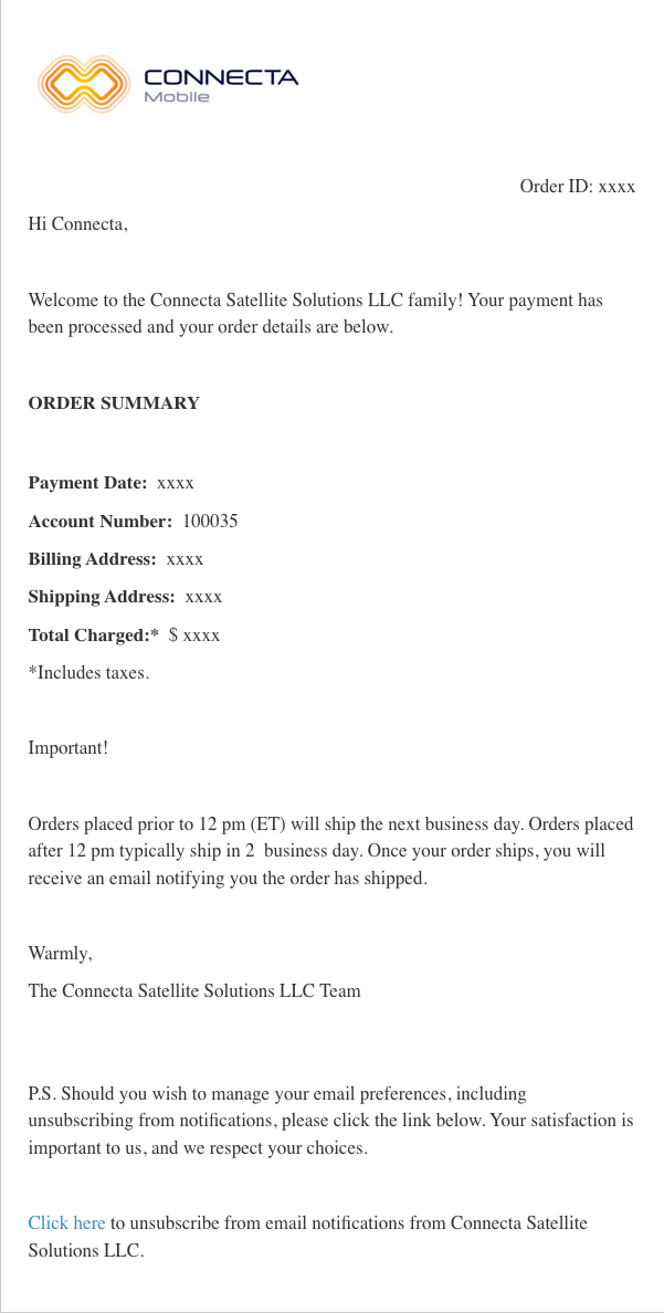 Order Process Screenshot